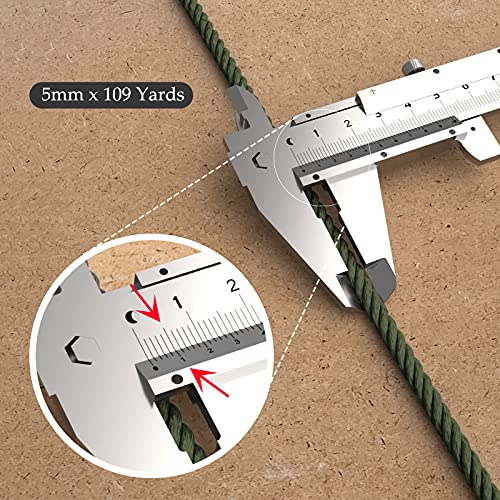Image of ZUEXT Macrame Cord, Army Green, 5mm x 109yds Cotton String Macrame Yarn | 100% Natural Handmade, 4 Strands Twisted Cotton Rope, For Wall Hanging Plant Hangers Gift Wrapping Tapestry DIY Crafts, 100m