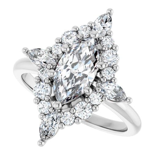 3 Ct Marquise Cut Lab Grown Floral Cluster Engagement Ring for Women