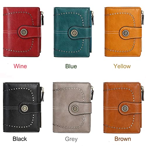 Small Women Wallet PU Leather Bifold Purse RFID Blocking Card Holder Yellow One Size(Blue)3