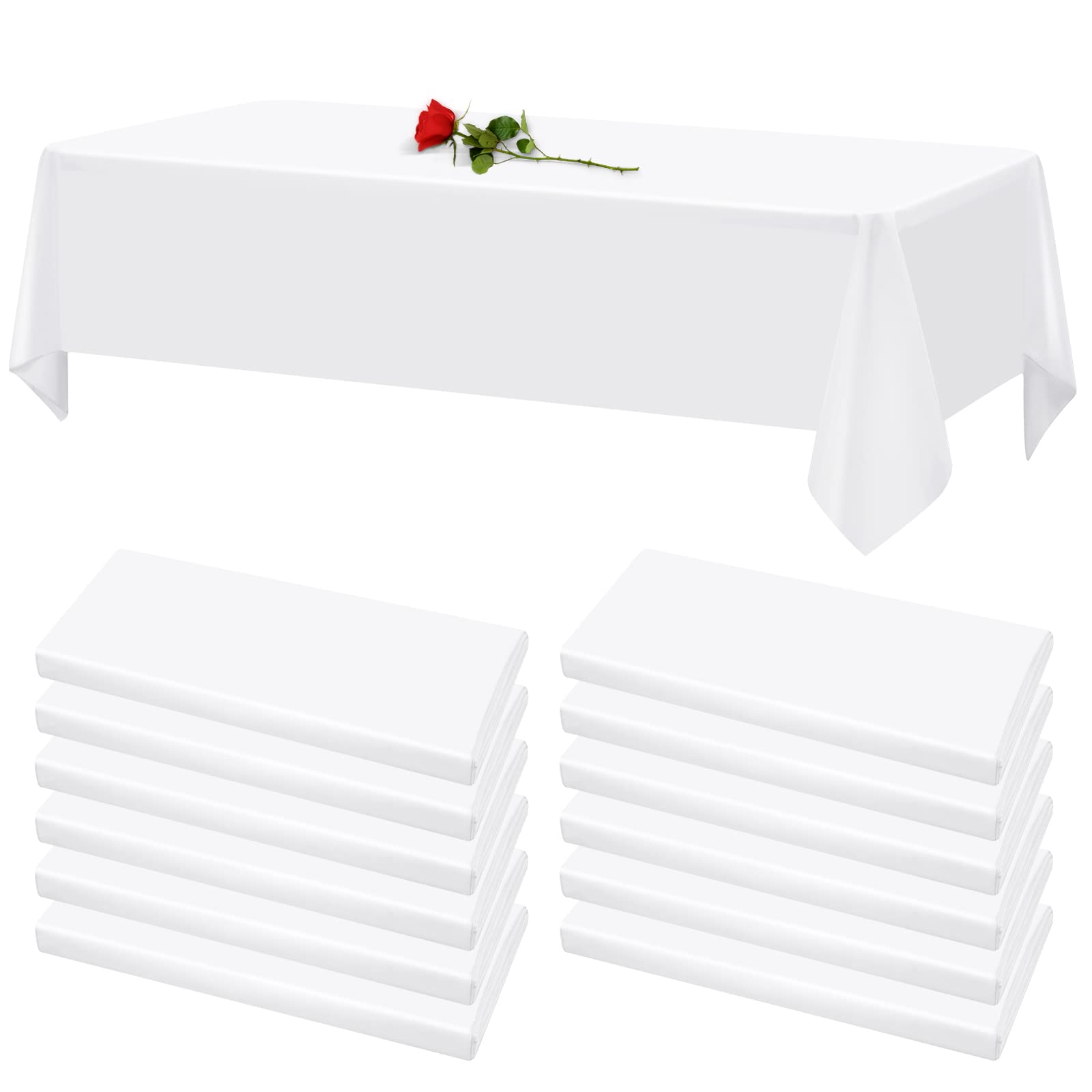 30 Pack White Tablecloths for Rectangle Tables Stain and Wrinkle Resistant Washable Polyester Tablecloth 60 x 126 Inch Table Cloth Rectangle Table 8 Foot Rectangle Table Cloth for Wedding Party