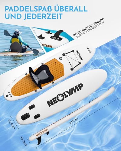 Das 13-teilige NEOLYMP SUP-Komplettset enthält verstellbares Aluminium-Paddel 170-220 cm