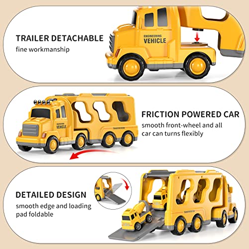 Construction Trucks Toddler Boy Toys Cars For Toddlers 1-3 - Kids Toys For 3 4 5 6 Years Old Boys Transport Vehicle Carrier Truck, Car Toys Set For Age 3-9, Christmas Birthday Gifts #TOP3