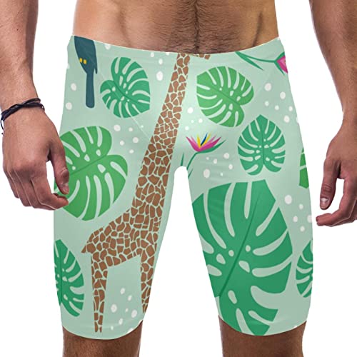 Shorts de natación para hombre HUI JIN SHOP Jirafa Green, bañador cómodo ajustable tipo jammer