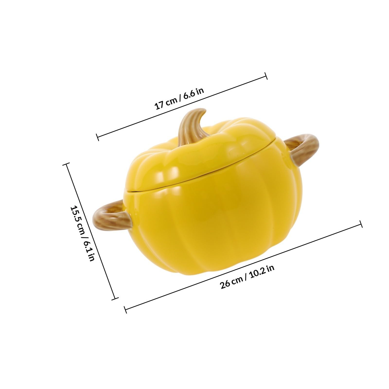 Cabilock Tazón de Sopa de Cerámica con Forma de Calabaza de 1500ml, con Tapa y Asas Dobles, Reutilizable y Conveniente para Uso en Casa o Restaurante