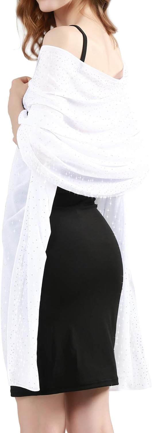 BANETTETA Shine Bright Like a Diamond Chiffon Sparkly Rhinestone Shawls and Wraps for Evening Dresses Weddings