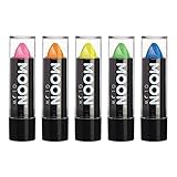 Moon Glow - 5g Neon UV Glitter Lipstick - Set of 5 - Glows brightly under blacklights