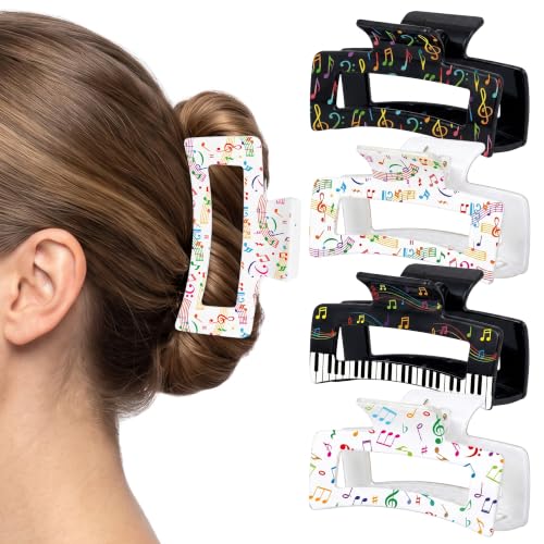 PANTIDE 4Pcs Colorful Musical Notes Hair Claw Clips for Women Girls