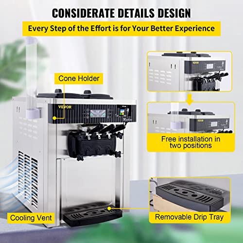 VEVOR Speiseeisbereiter Weiß Eismaschine 2200 W, 2 x 6 L Desktop Maschine Ice Cream Maker 220 V Speiseeisbereiter mit Eikegel Eierablage Edelstahl Maschine – Bild 7