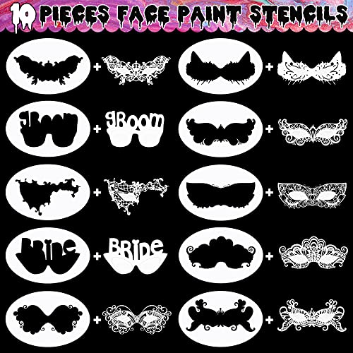 10 Pieces Face Paint Stencils Face Body Painting Stencils Kits Diy Reusable Makeup Painting Mask Templates Temporary Tattoo Fashion Facial Makeup Tools For Kids Adults Holiday Halloween Party Supply #TOP1