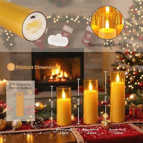 Homemory Amber Flameless LED Pillar Candles, Remote Timer, 9 Pack by Homemory - Used condition - Image 8
