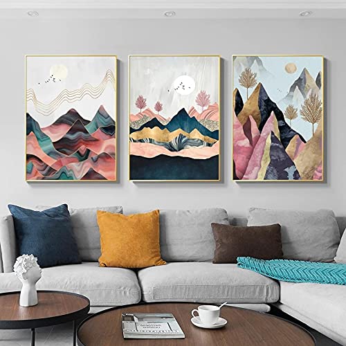 Impression montagne soleil giclée d'art abstrait sur toile premium Hanpmy pour bureau