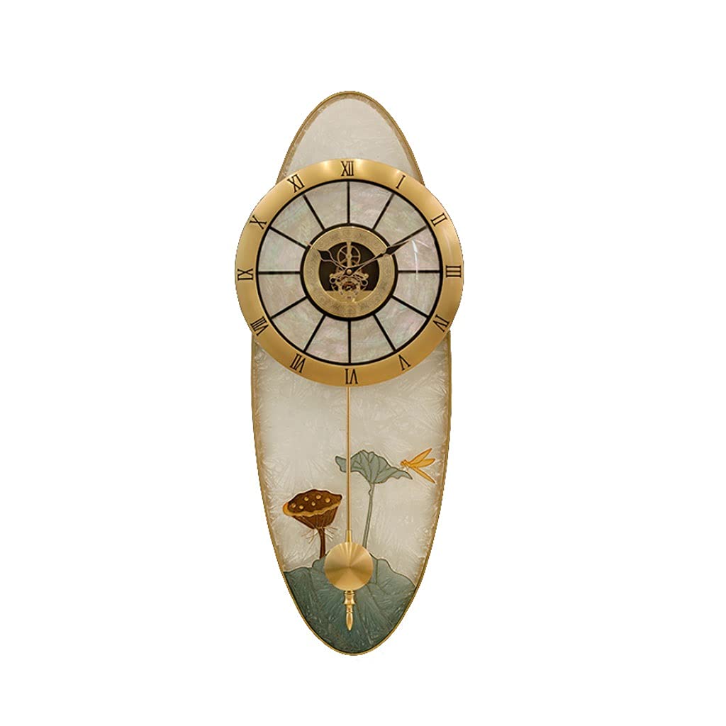 Sjdopulse Style C Wall Clock Pendulum Wall Clock Battery Operated Pure Brass Oval Chic Wall Clock 20 Inch Silent Clock Non Ticking For Living Room Wall Clock Decor