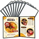 FLK Tech 8.5 x 11 Inch Menu Covers, 10 Pack 2 Page 4 View Menu Holder, Restaurant Menu Cover Fits 8 1/2