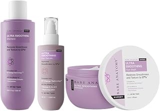 Bare Anatomy Ultra Smoothing Shampoo + Hair Mask + Serum Kit | Restores Smoothing & Texture by 27% | Carbohydrate Complex & Niacinamide | Dry & Frizzy Hair | Paraben & Sulphate Free | Women & Men | 250ml + 250g + 100ml