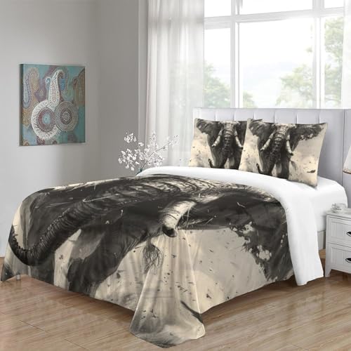 Housse de couette éléphant infroissable avec fermeture éclair 260x220 - 5