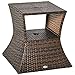 Produktbild Outsunny Gartentisch Beistelltisch Sonnenschirmständer Gartenmöbel Terrasse Polyrattan Braun 54 x 54 x 55 cm