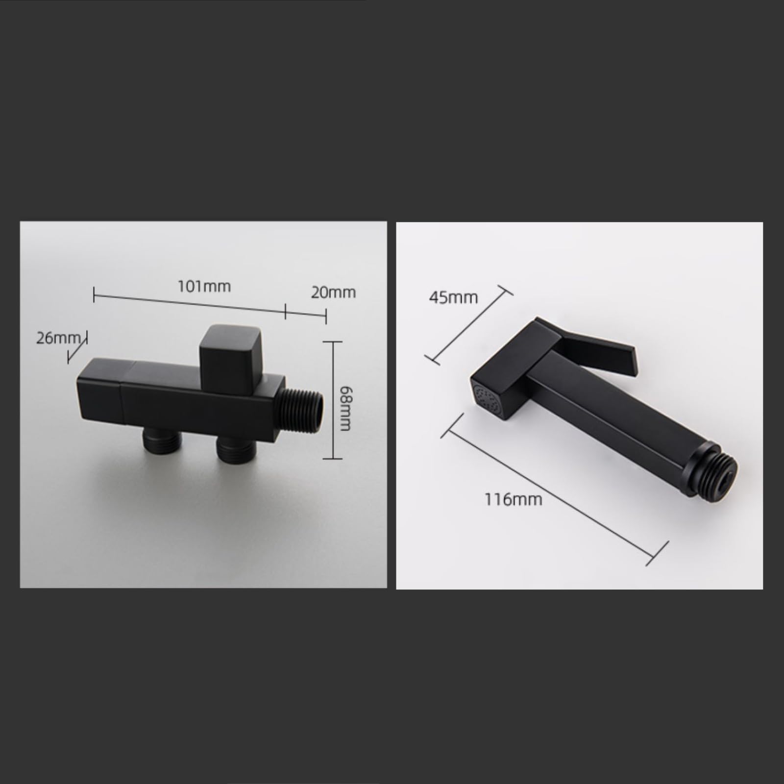 Juego De Bidé para Inodoro Montaje En Pared Latón Salida Doble | con Manguera Y Soporte Ideal para Cuidado Personal Lavado De Pañales,Gris Pistola