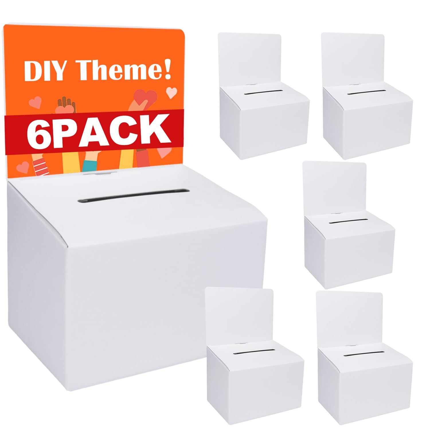 Pack Of 2 Donation Charity Boxes - Cardboard Suggestion Ballot Raffle Ticket Box With Removable Header, Green