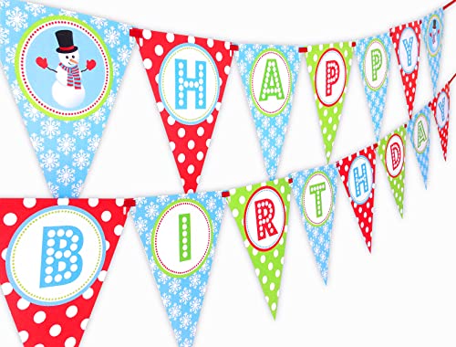 Snowman Happy Birthday Banner Pennant