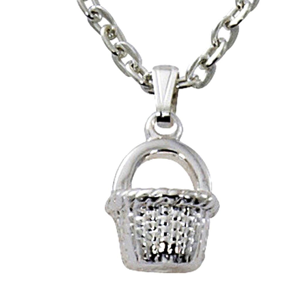 Cape Cod Jewelry-CCJ Nantucket Basket 3D Pendant Necklace SilverTone
