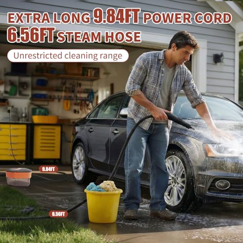 Steam Cleaner,3-Level Adjustable Handle,15s Heat-Up,60.87oz Tank,2500W Portable Steamer for Cleaning with 10PCS Accessories,Steam Cleaner for Home,Car,Kitchen,Floor, Carpet, Tiles, Grout, Grease, Dirt