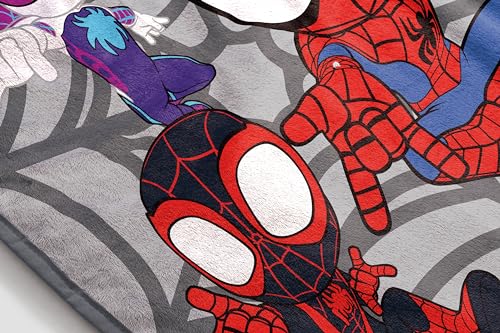 Image of Jay Franco Spidey & His Amazing Friends Plush Throw Blanket - Measures 50 x 60 Inches - Kids Super Soft Fleece Bedding Features Ghost Spider Gwen & Miles Morales