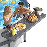 BoYata Pool Bar, Above Ground Poolside Bar Table, 49.4×9.6' Stable & Large Pool Side Table Holds 110LBS, Durable Above Ground Pool Accessories, Swim Up Bar for Round & Oval Frame Swimming Pools