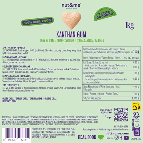 Miniatura 2 de Goma Xantana 1 Kg Nut Me Espesante Alimenticio Estabilizante Natural Sin Gluten Sin Gluten, Sin Lactosa, Sin Aditivos Sin Ogm Low Carb Vegano