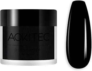Aokitec Dip Powder Classic Black Color, Nail Dipping Powder French Powder Pro Collection System Nail Art Starter Manicure Salon DIY at Home, Odor-Free&Long-Lasting, No Needed Nail Lamp Curing, 1 Oz