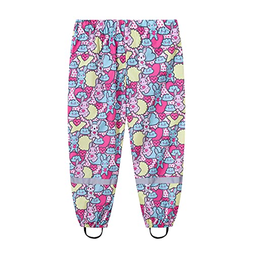 Kids Waterproof Rain Pants Toddler Boys Girls Lightweight Reusable Mud Dirty Proof Pants (Hot Pink-B, 2-3 Years)2
