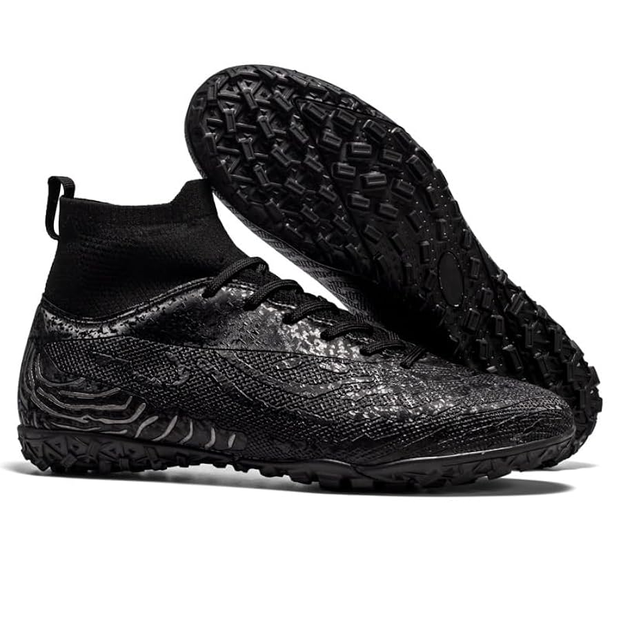 BINQER Chaussures De Football Homme - Bottes Montantes En Cuir Professionnelles Pour Gazon