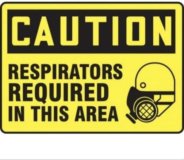 OSHA CAUTION SAFETY SIGN RESPIRATORS, Mfr: MPPE465XL-A