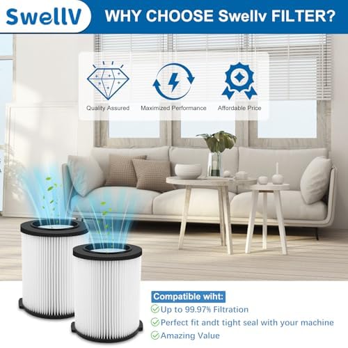 2 Pack VF4000 Replacement Filter, For Standard Wet/Dry Vac Filter VF4000 — view 6