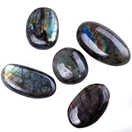Image of Natural Labradorite Plam Stones,Gemstones Irregular Polished Worry Stone 1.5 inch to 2.7 inch