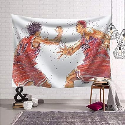 Amazon Co Jp Slam Dunk Tapestry スラムダンク 流川と桜木 山王戦 ハイタッチ タペストリー ホーム キッチン