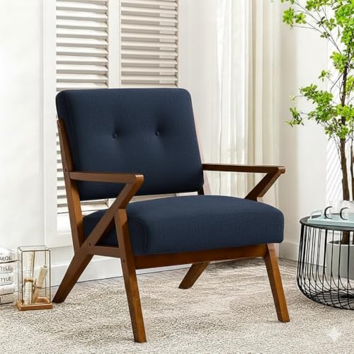 Image of Premium Sheesham Wood Arm Chair with Cushion || Cane Chairs for Balcony || Wooden Chairs for Living Room Furniture, Dining Chair Back Support Armrest Chair Garden Chairs Outdoor, Brown Finish