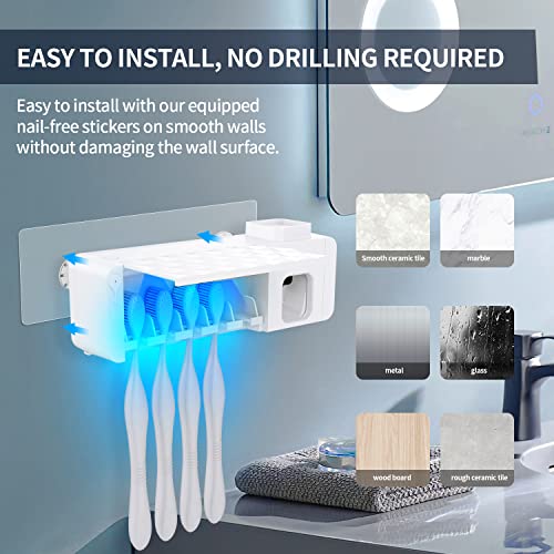 Ovas Hoo Toothbrush Holder Wall Mounted, Automatic Toothpaste Dispenser, Battery-Powered Multi-Functional Toothbrush Holder - Keep Your Mouth Clean And Hygienic #TOP3