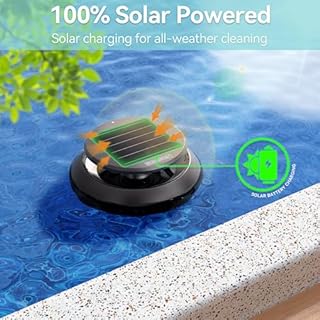 EZIOOV Y60 Solar-Powered Robotic Pool Skimmer - Cordless Automatic Pool Cleaner, Spot Cleaning & Self-Parking Rechargeable Robot for Above/Inground Pools