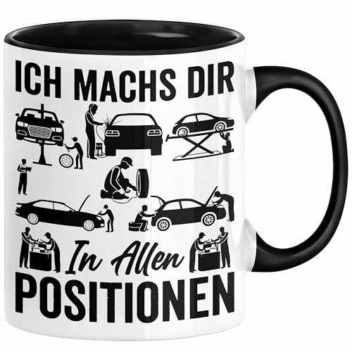 Trendation - KFZ Mechaniker Geschenk MFZ Mechatroniker Ich Machs Dir In Allen Positionen Geschenkidee für Männer KFZ Mechaniker Auto Reperatur Werkstatt (Schwarz)