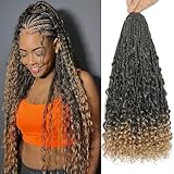 Chicmoi Crochet Boho Braids T27 Goddess Box Braid Crochet Hair for Black Women 20 Inch Ombre Blonde Boho Crochet Braids Pre looped With Curly Ends Synthetic Bohemian Braid Hair Extension