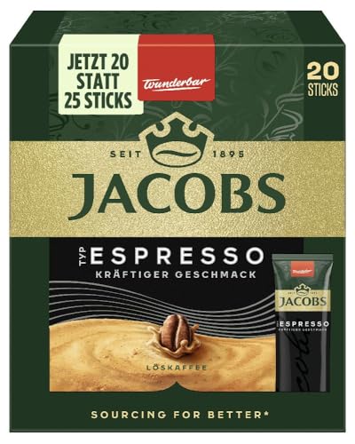 Jacobs Espresso Instant Coffee Sticks, 25 Single Servings