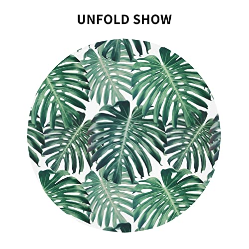 Yilad Tropical Monstera Palm Leaf Round Tablecloth Waterproof Fabric Table Cover Washable 60” Table Cloth For Kitchen Dining Room Party Picnic #TOP5