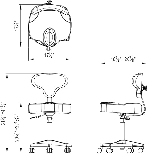 Miniatura 2 de Dir Taburete médico ajustable multiusos taburete de rodillo para salón y spa con ajustes de respaldo Zen - Gris