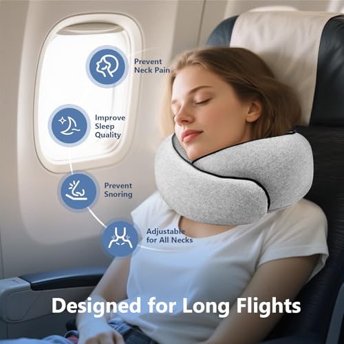 Travel Neck Pillow with 100% Pure Memory Foam, G-Shape