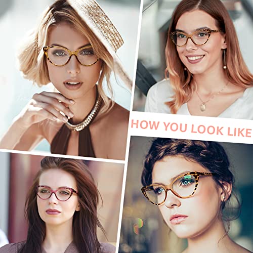 Novivon Reading Glasses For Women 5 Pack, Cat Eye Blue Light Blocking Readers, Vintage Eyeglasses Anti Glare Filter Uv Ray (5 Pairs Mix Colors, 2.5) #TOP5