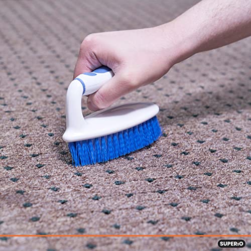 Superio Grout Brush, Dish Brush, Shower Scrubber Cleaning Brush, Stiff Bristles, Comfort Grip Handle, Blue Brush Cleaner For Kitchen, Bathroom, Shower, Sink, Toilet- Vegatable Brush, Carpet Scrubber #TOP5