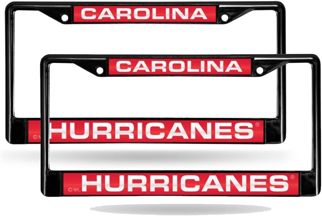 Carolina Hurricanes Black Laser License Plate Frame - Set of 2 Frames