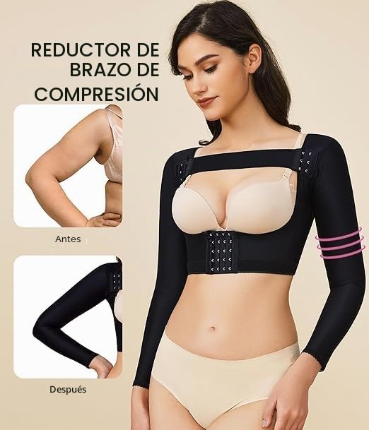 KUMAYES Faja Mujer Formador de Brazo Liposuccion Brazos adelgazantes Mangas de compresión Camiseta Lencería Moldeadora (Negro, L)