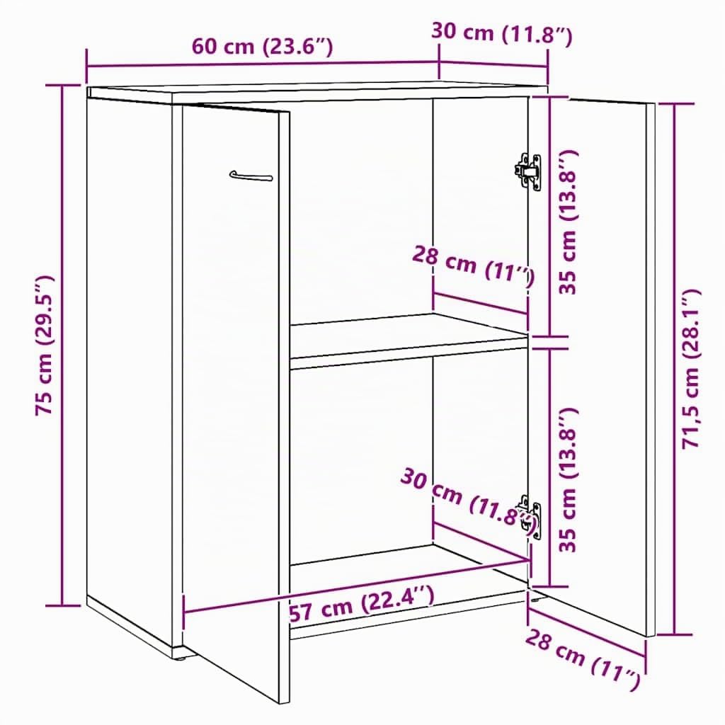 vidaXL Credenza Bianca 60x30x75 cm in Truciolato