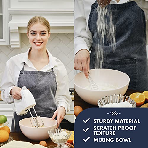 Avizen Light Beige Bamboo Salad Bowl With Lid - Large Salad Bowl For Serving Salad, Mixing, Picnics, Snacks, Fruits And Vegetables - 9.8 Inches Capacity 3200Ml 108Oz #TOP4